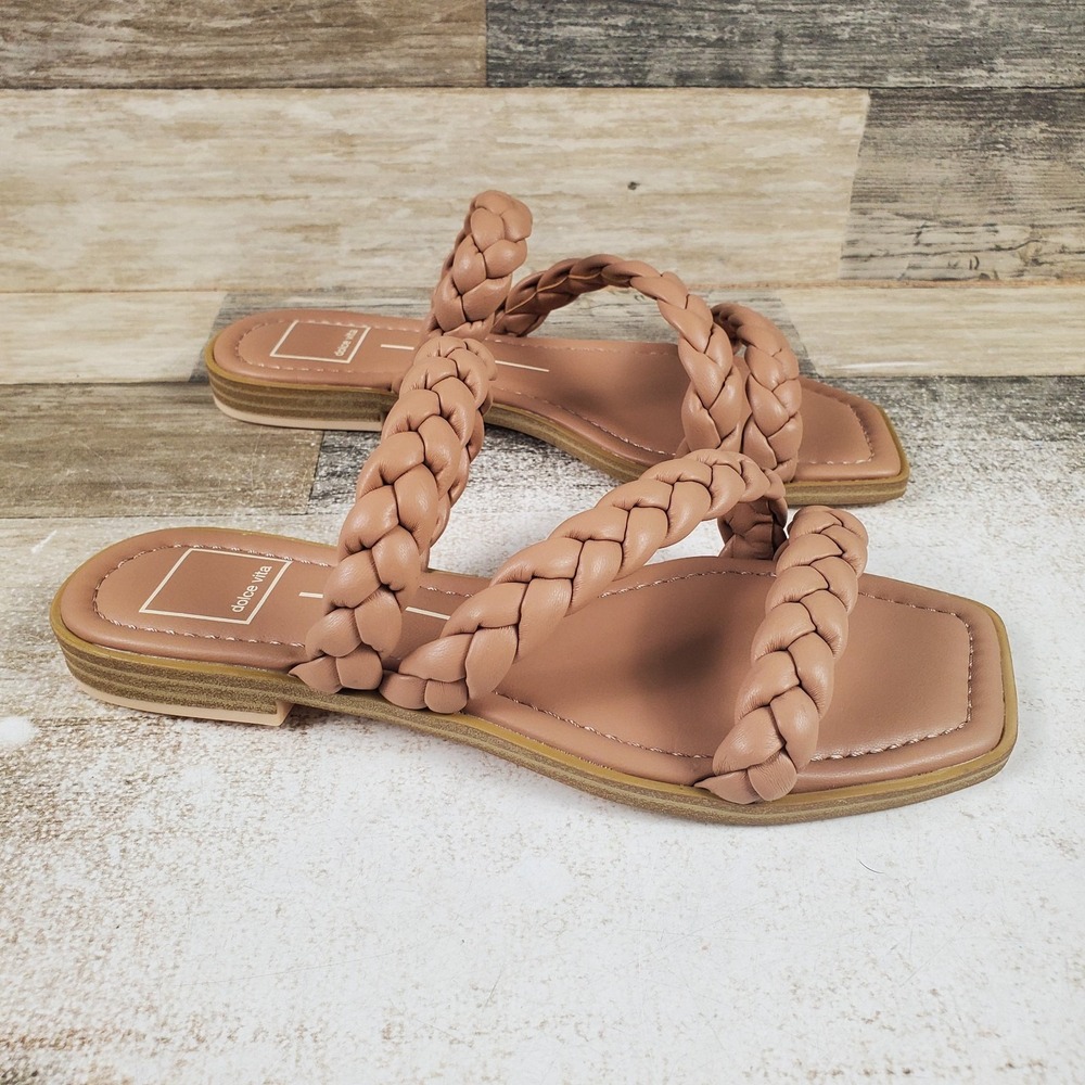 Dolce Vita Womens Iman Braided Strap Slide Sandals Sz 6 Cafe